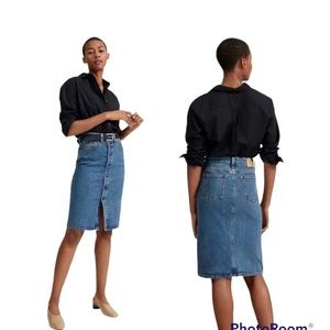 EVERLANE The Denim Button-Front Pencil Skirt  Size 30